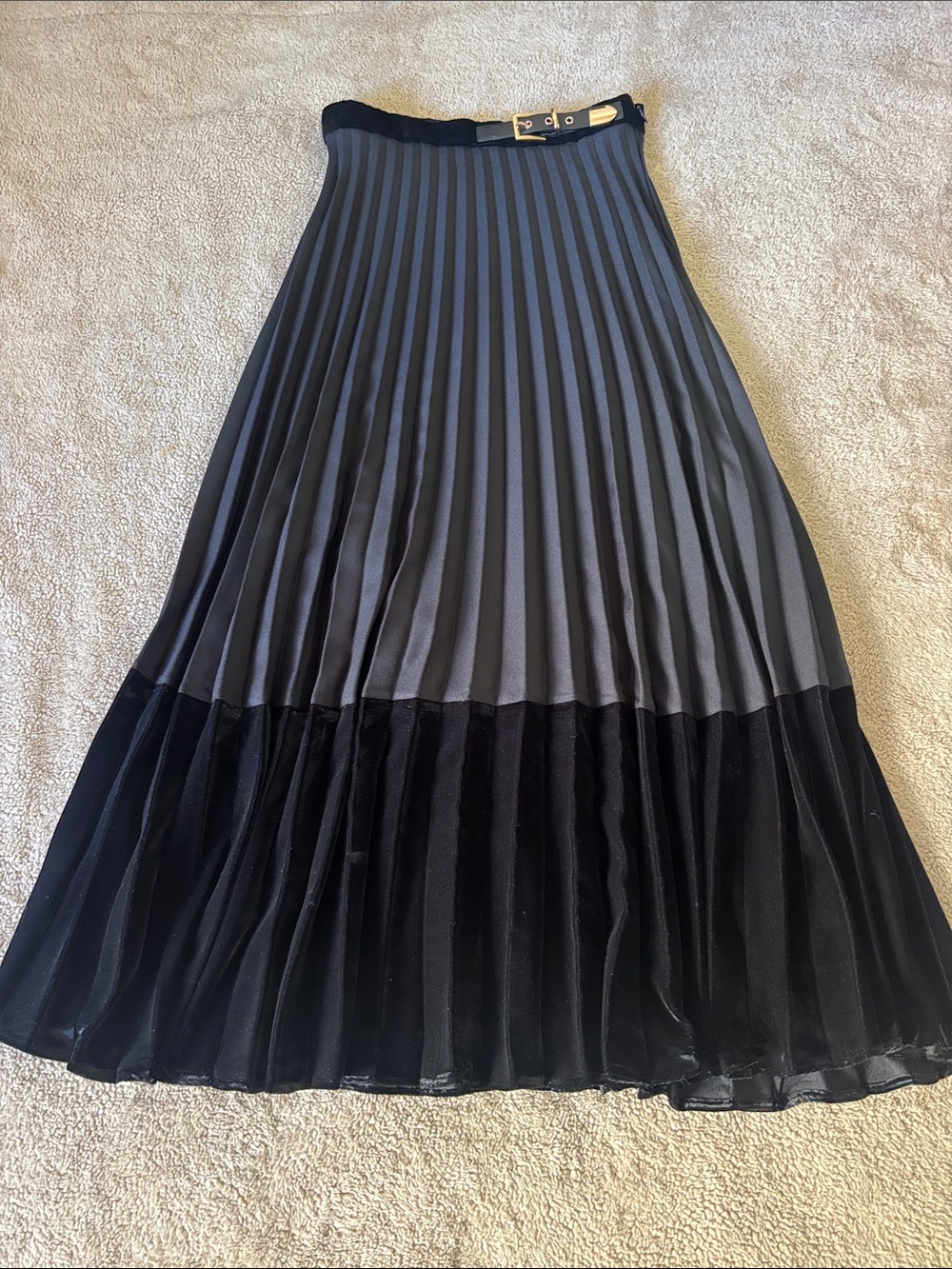 Pleated black  Maxi Skirt